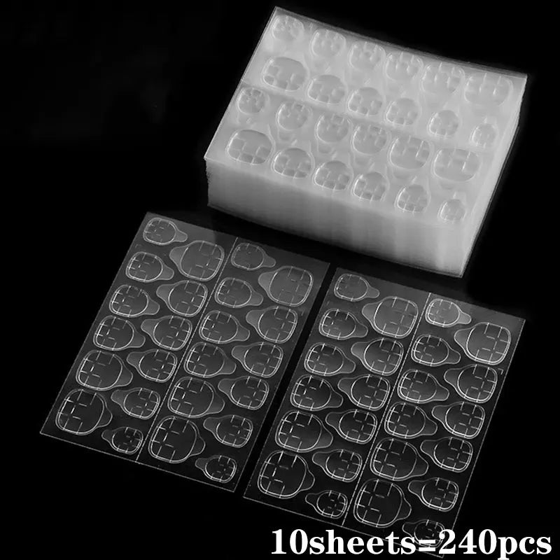 240Pcs Double Side Adhesive Tape Glue Sticker False Nail Glue for Fake Nails Tips Clear Jelly Gel Pad Press on Nails Manicure 23