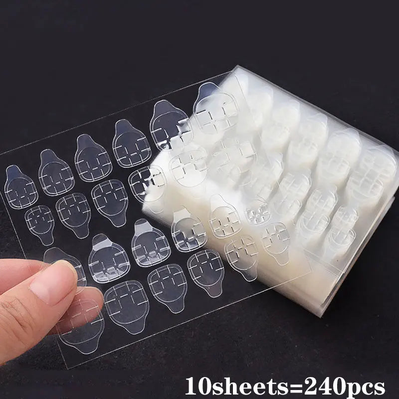 240Pcs Double Side Adhesive Tape Glue Sticker False Nail Glue for Fake Nails Tips Clear Jelly Gel Pad Press on Nails Manicure 23