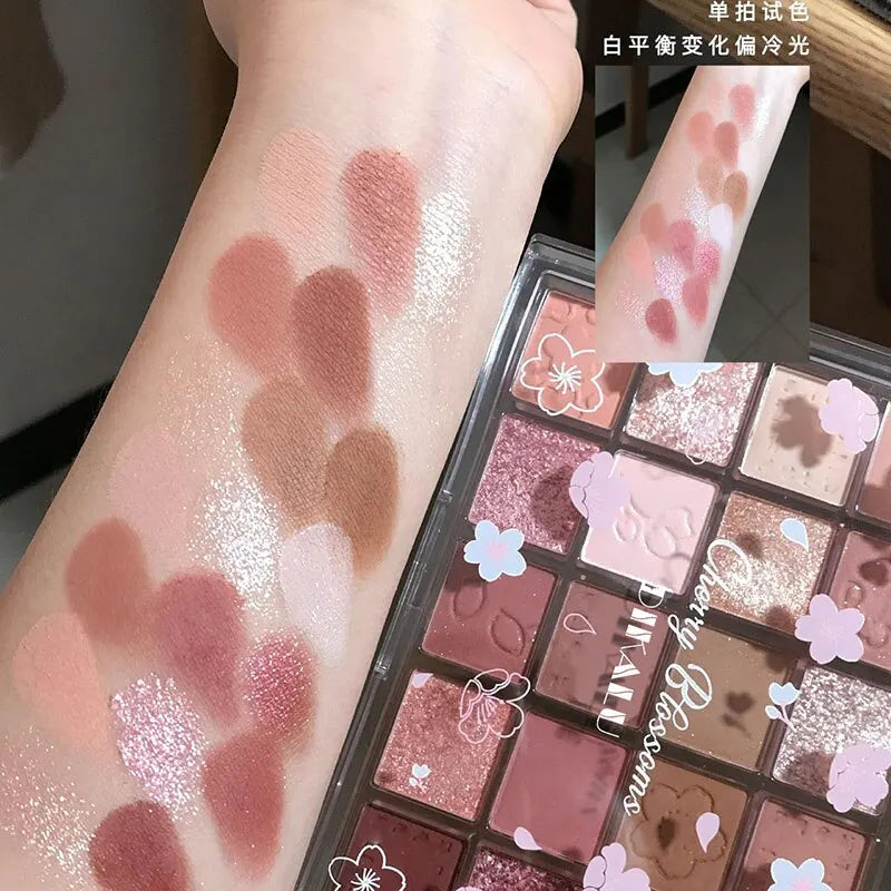 Evening Cherry Dance Eyeshadow Tray 20 Color Large Plate Pearl Matte Bright Milk Tea Color Affordable Spring
