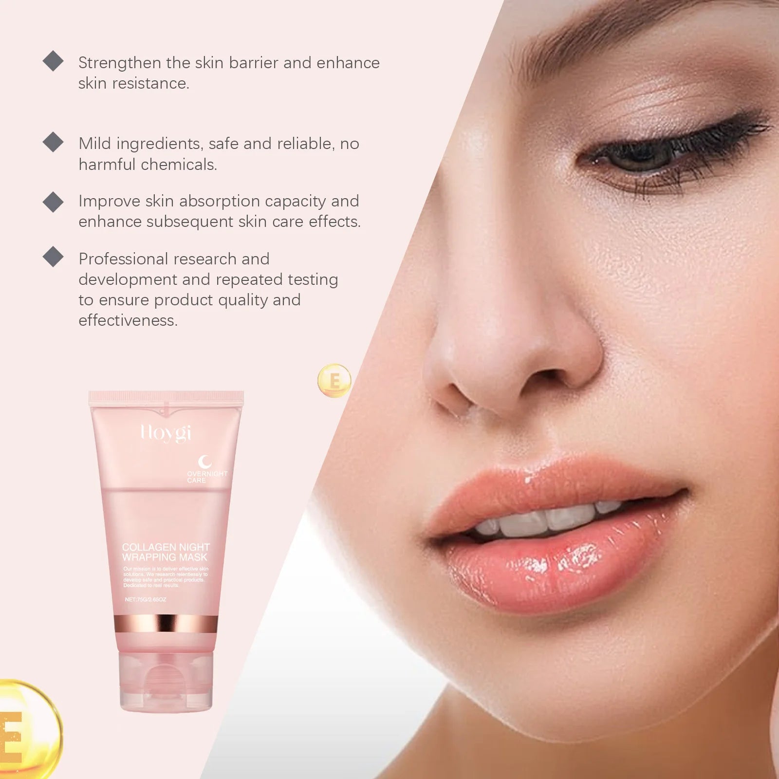 Collagen Peel-Off Mask Deep Hydrating Fade Fine Lines Firming Shrink Pores Brightening Overnight Wrapping Mask Face Skin Care